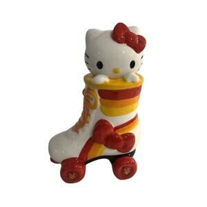 Hello Kitty Roller Skate Blue Sky Clayworks, Yellow/Red Ceramic Figurine